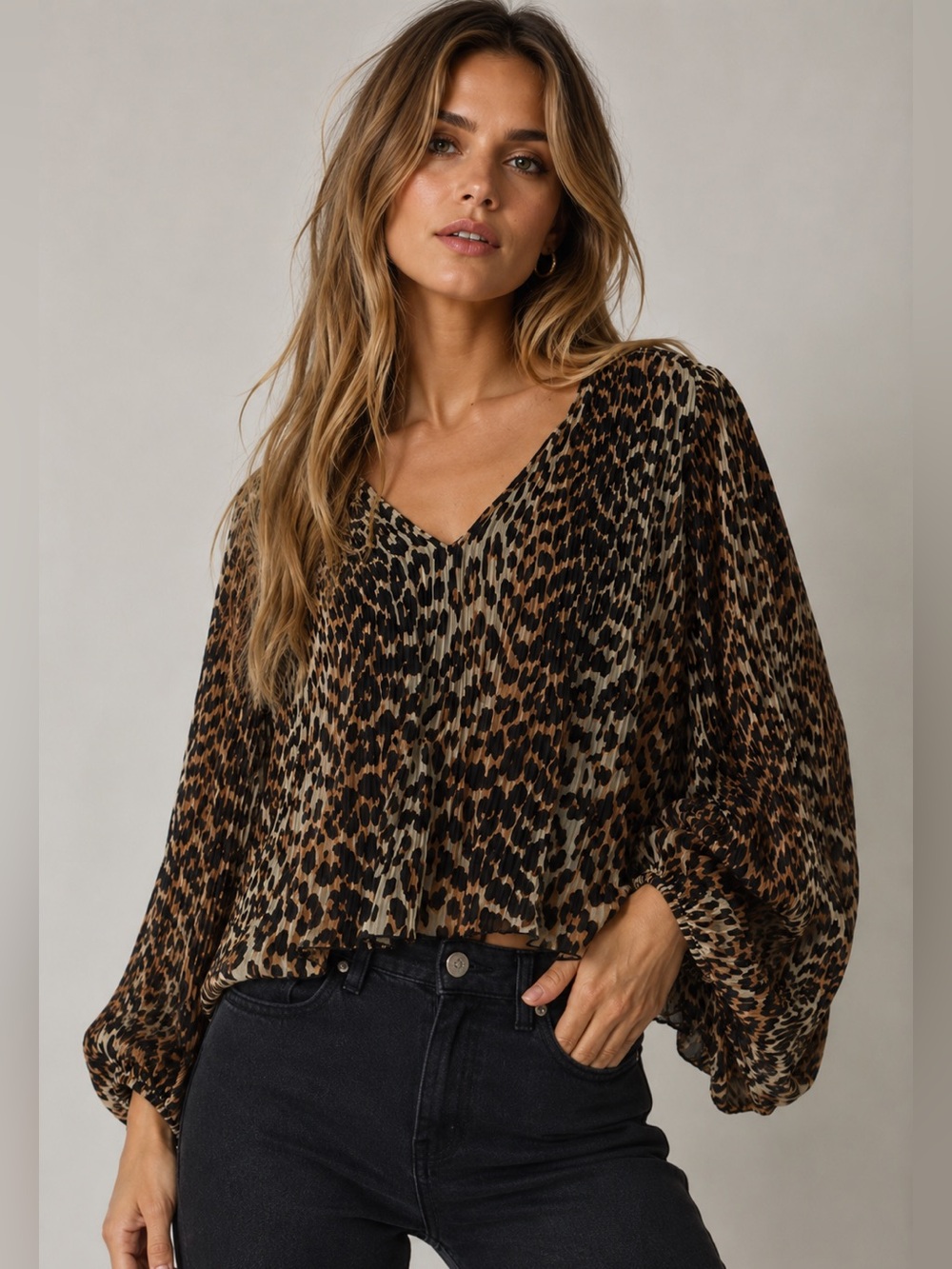 GANNI Leopard Pleated Top